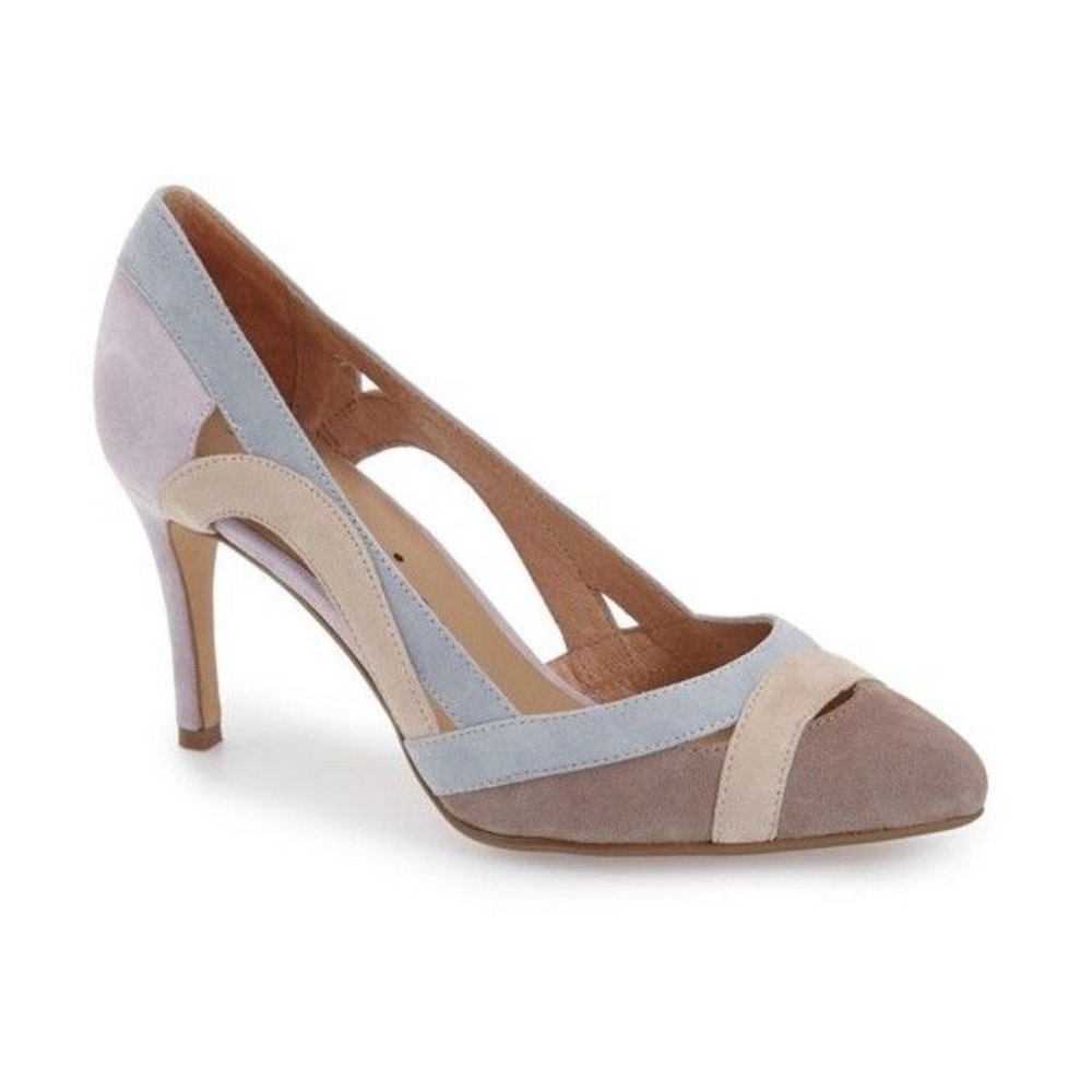 Nina Originals Agenda Suede Color Block Cut Out Heels